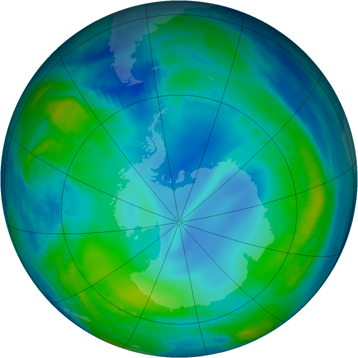 Antarctic ozone map for 06 June 1985